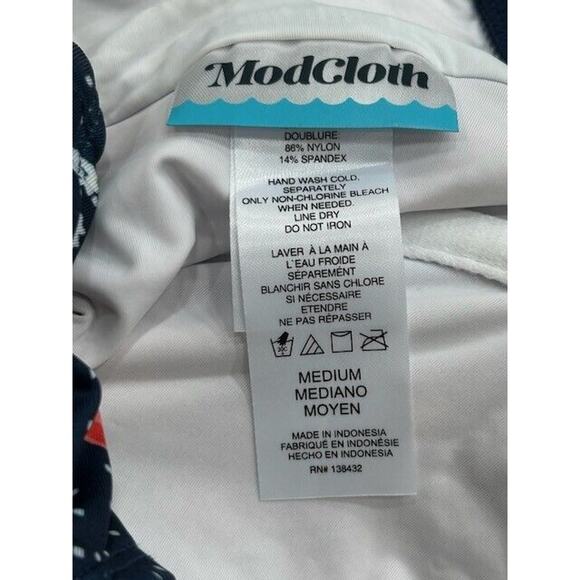 ModCloth Womens Brandy One Piece Swimsuit Underwire Fruity Polka Dot Navy Size M - Picture 8 of 10